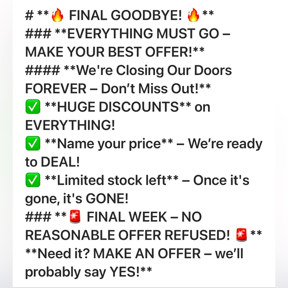Store is closing  DOWN!!!
